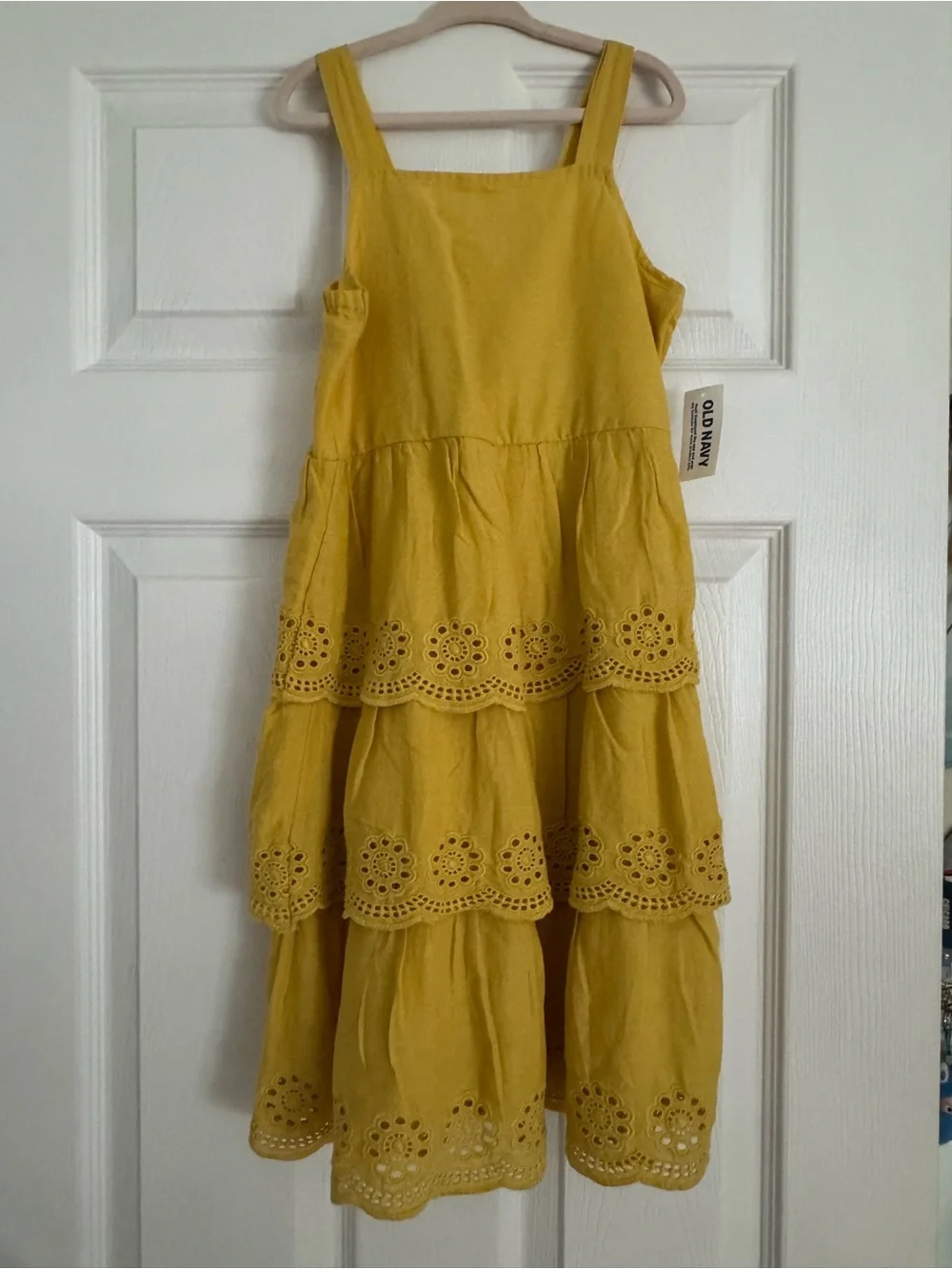 Old Navy Mustard Yellow Tiered Eyelet Sundress